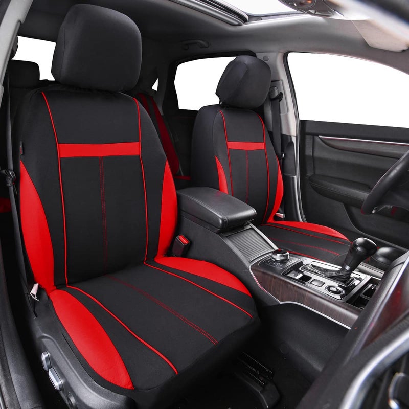 CAR-GRAND Universal Fit Sporty Cloth Full Set Car Seat Covers, Fit for Car, Truck, Sedan, Vans, SUV, Breathable, Washable, Airbag Compatible, Zipper Design - Image 2